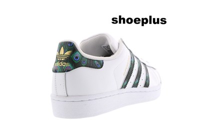 adidas superstar peacock,Adidas Originals Superstar J Junior White Black Gold Peacock Size